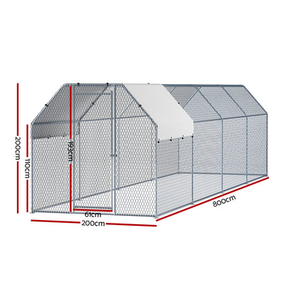 i.Pet Chicken Coop Cage Run Rabbit Hutch Large Walk In Hen House Cover 2mx8mx2m