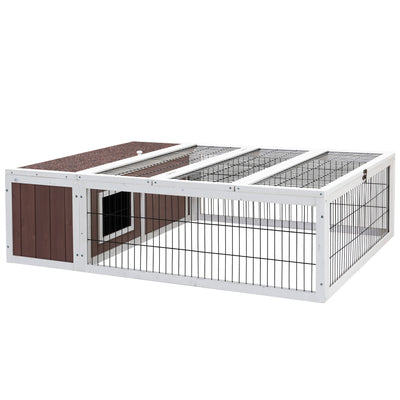 i.Pet Wooden Rabbit Hutch Chicken Coop Run Cage Habitat House Outdoor Large