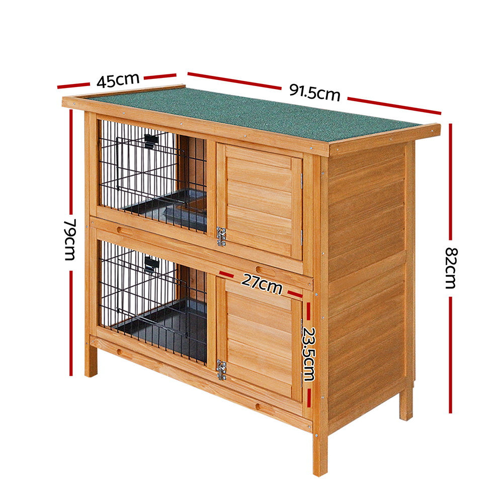 i.Pet Rabbit Hutch Wooden Pet Hutch 82cm x 91.5cm x 45cm