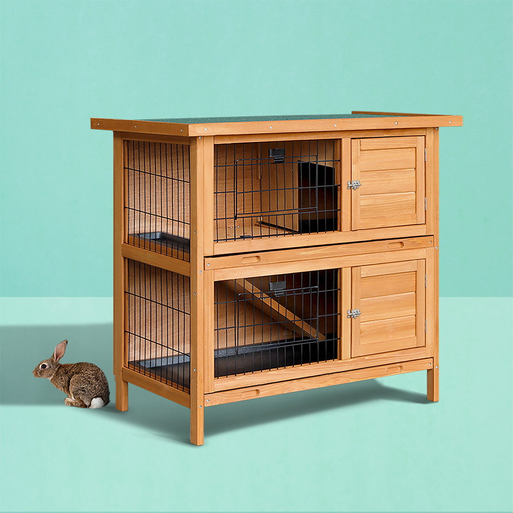 i.Pet Rabbit Hutch Wooden Pet Hutch 82cm x 91.5cm x 45cm