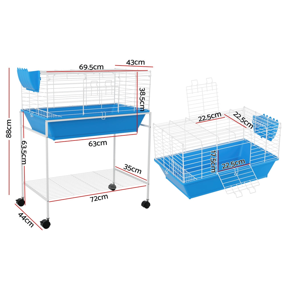 i.Pet Rabbit Cage Hutch Cages Indoor Hamster Enclosure Carrier Bunny Blue