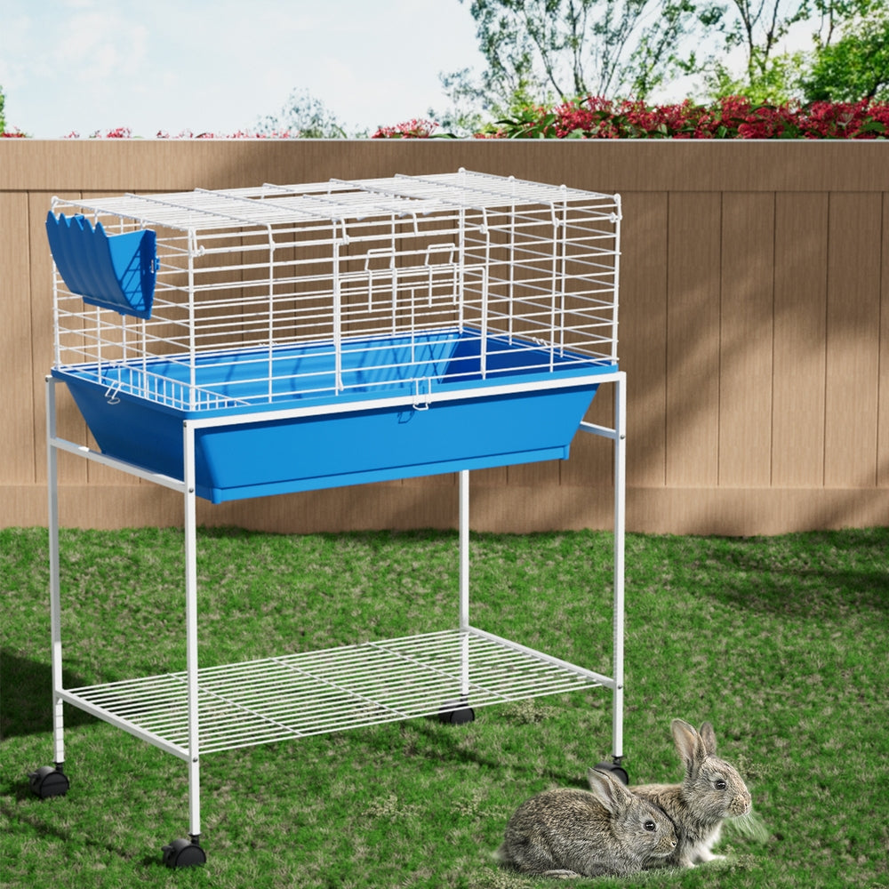 i.Pet Rabbit Cage Hutch Cages Indoor Hamster Enclosure Carrier Bunny Blue