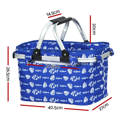 Alfresco Picnic Bag Basket FoldingHamper Camping Hiking Insulated