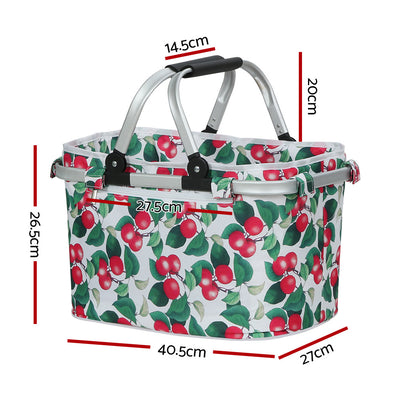 Alfresco Picnic Bag Basket Folding Hamper Camping Hiking Insulated Outdoor