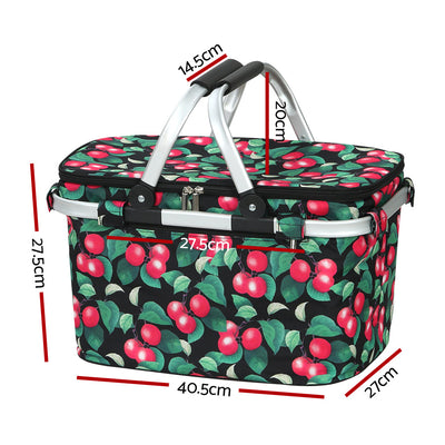 Alfresco Folding Picnic Bag Basket Cooler Hamper Camping Hiking Insulated Lunch