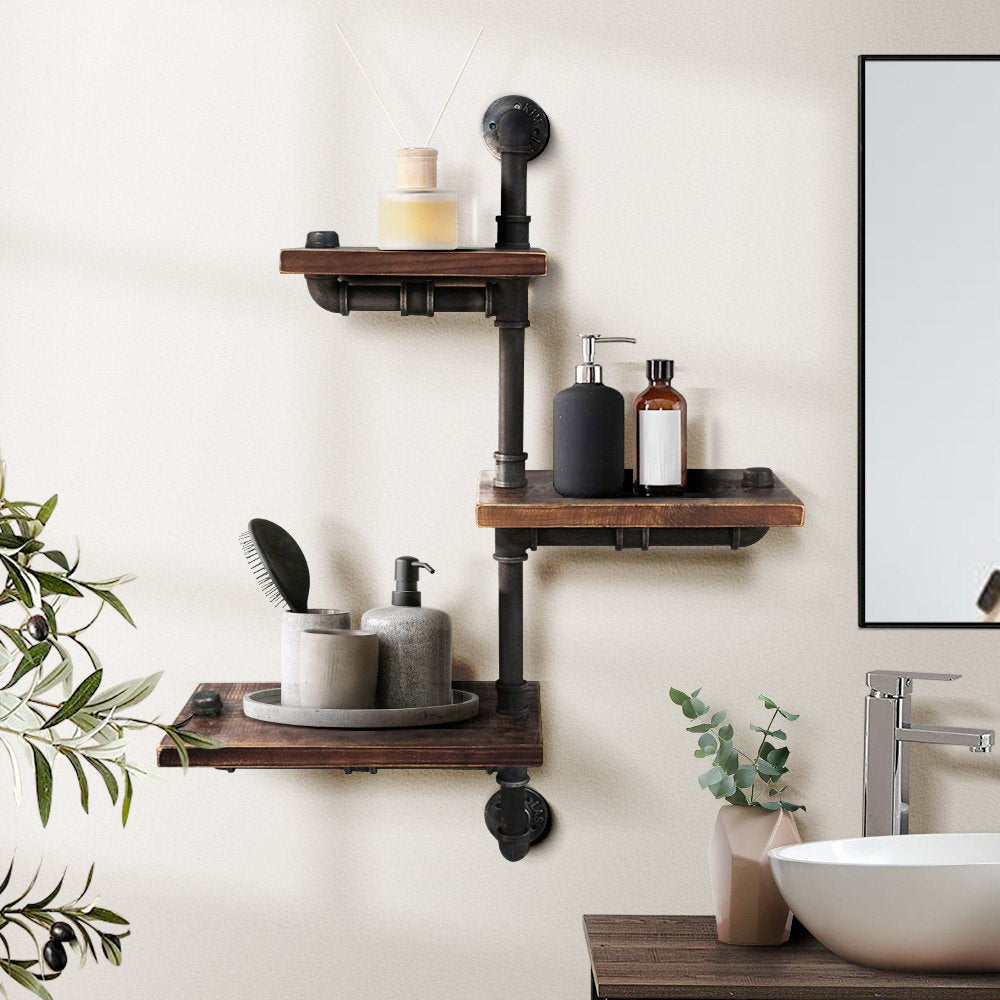 Artiss Display Shelves Bookshelf Pipe Shelf Rustic Industrial Floating Wall Shelves DIY Brackets