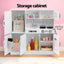 Keezi Kids Wooden Pretend Kitchen Play Set Cooking Toys Pot Ice Cup Oven Blackboard 80CM White