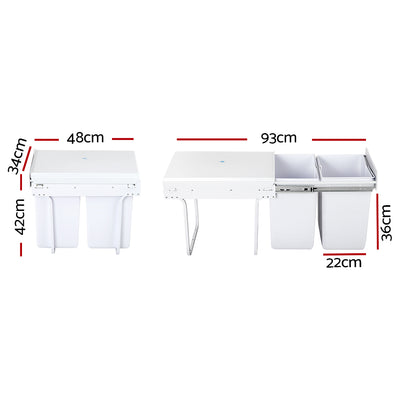 Cefito 2x20L Pull Out Bin - White