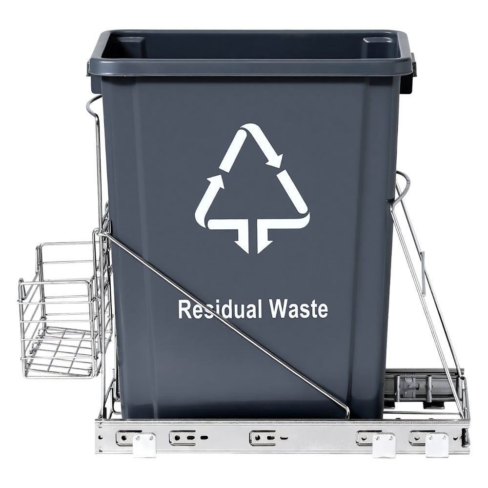 Cefito Pull Out Bin Kitchen Cabinet Slide Garbage Rubbish Bins Basket 40L Grey
