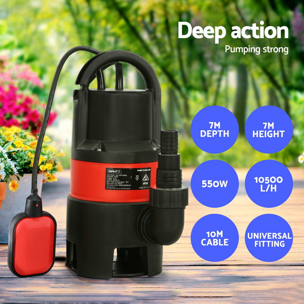 Giantz Garden Submersible Pump 550W Dirty Water Bore Tank Well?Steel Sewerage