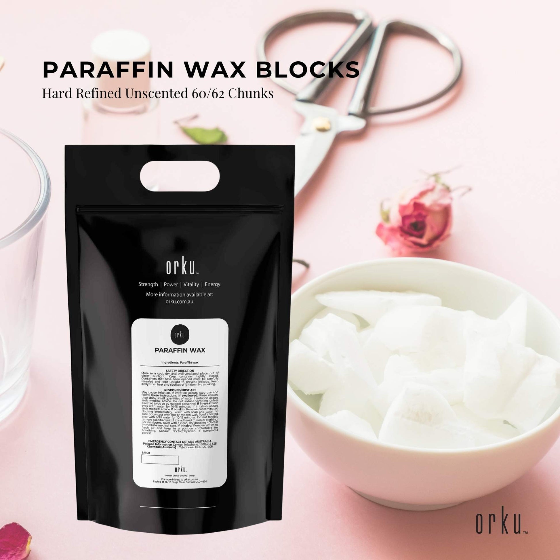 Paraffin Wax Blocks Hard Refined Unscented 60/62 Chunks Candle Soap Making Bulk