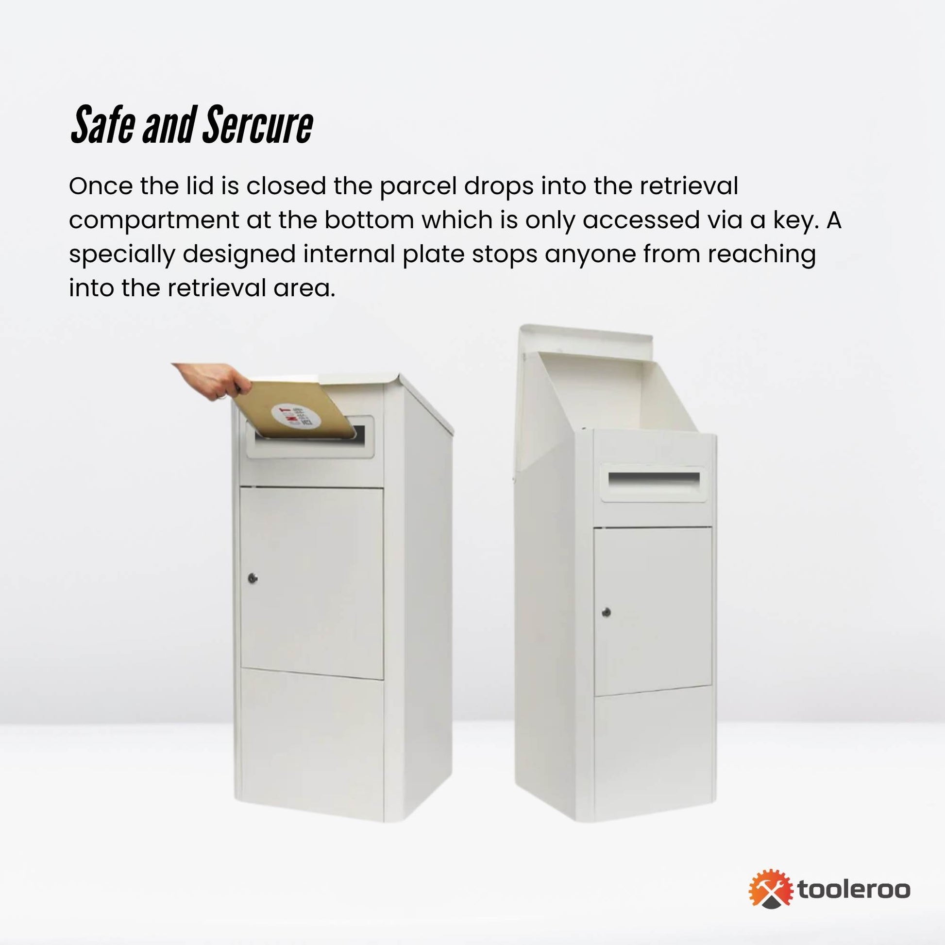 Parcel Delivery Drop Box Mailbox - Secure Home Package Locker 38x38x90cm White