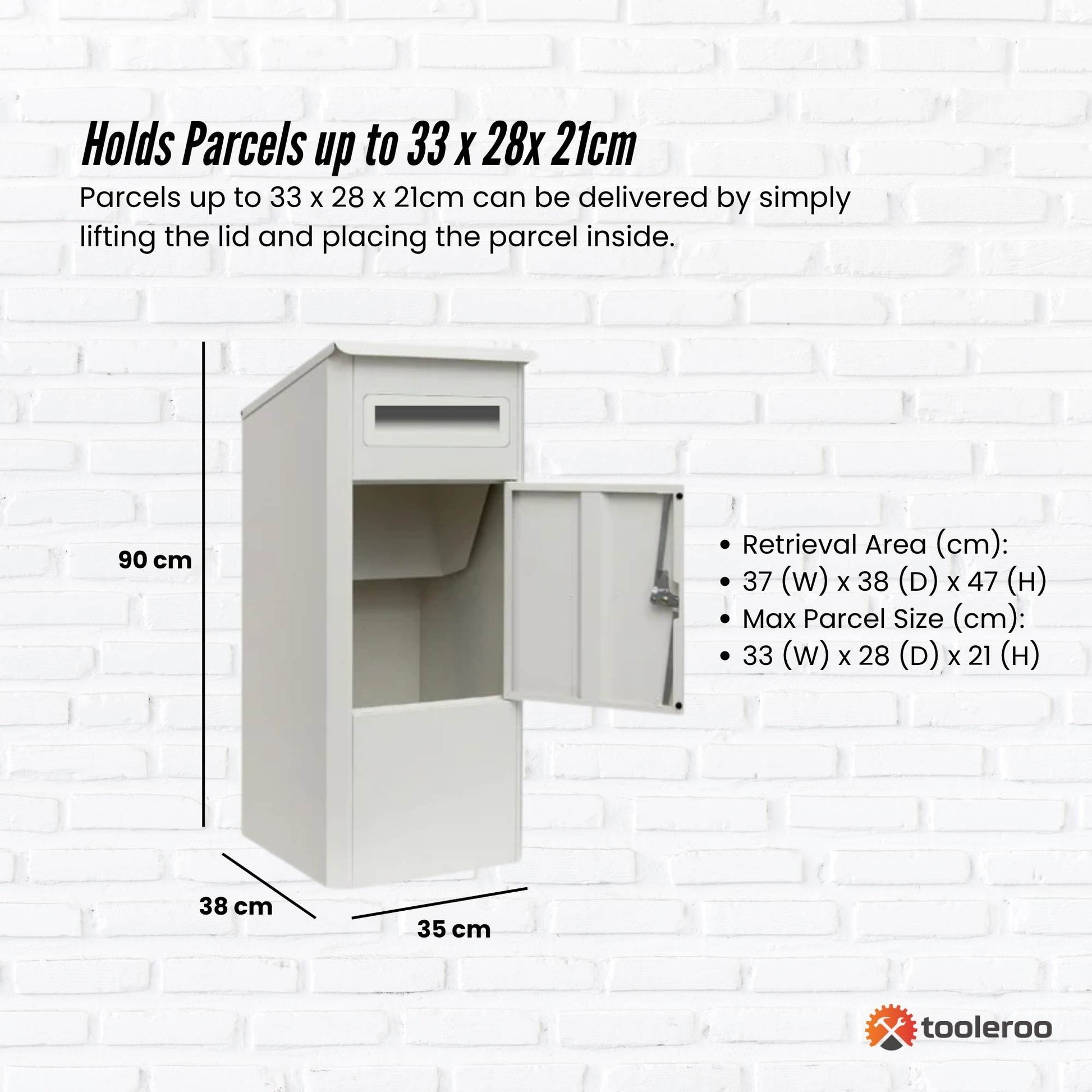 Parcel Delivery Drop Box Mailbox - Secure Home Package Post Locker 38x38x90cm White