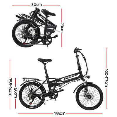 Phoenix Folding 20" Electric Bike Urban Bicycle eBike Removable Battery