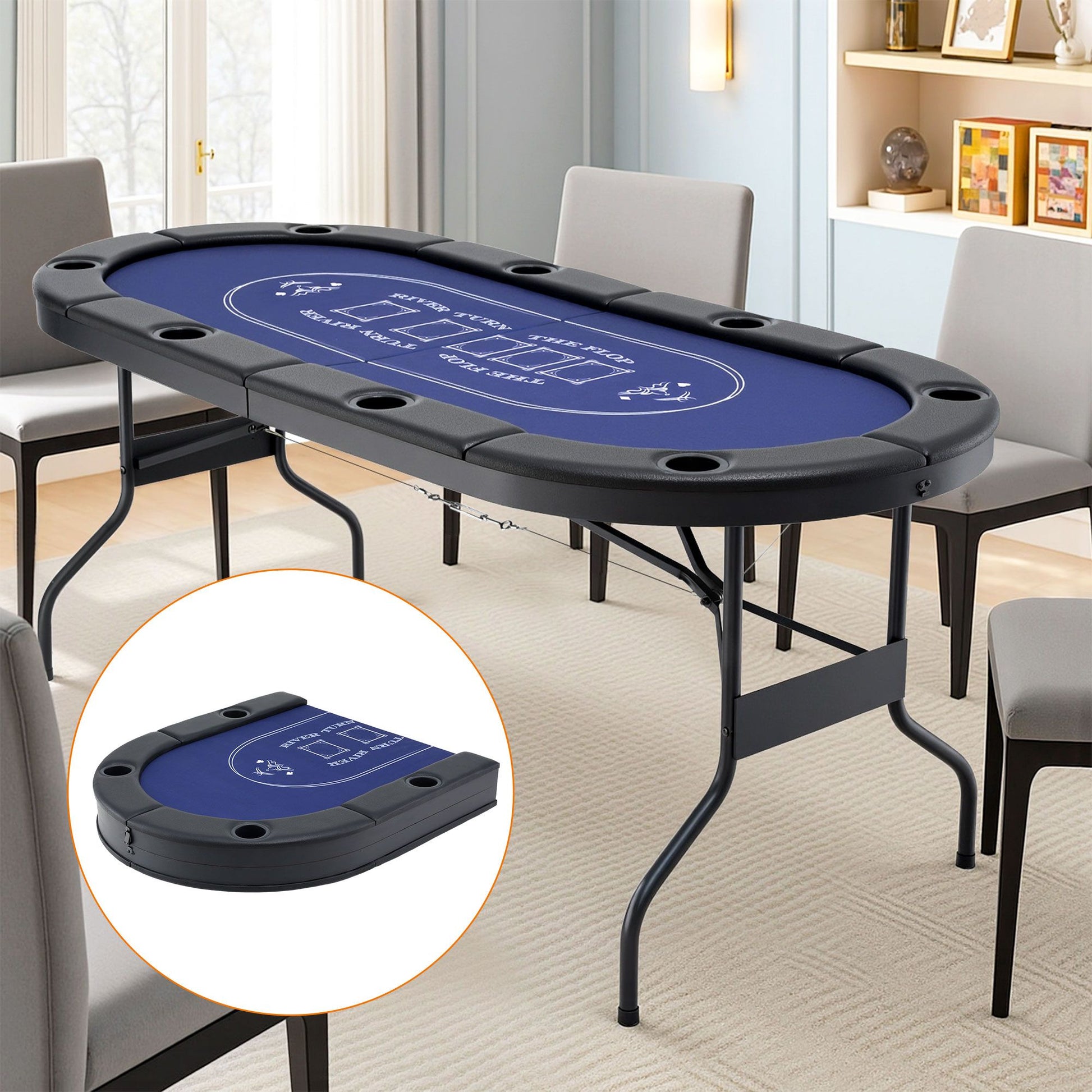 Poker Game Table Folding Poker Table 8 Player 1.8M 8-Player Table Top Cardboard