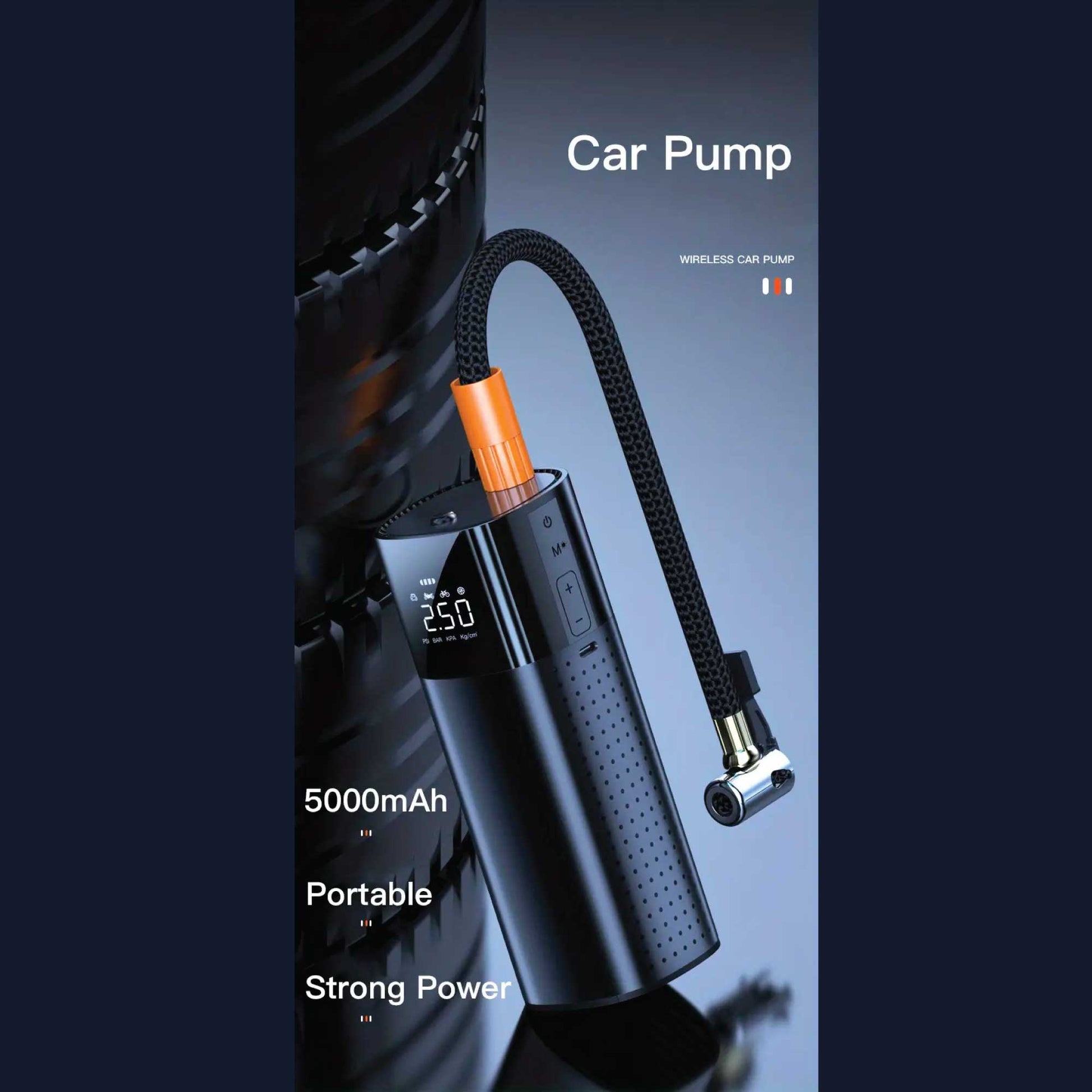Portable Tyre Inflator - Rechargeable Car Bike Tire Air Pump Compressor