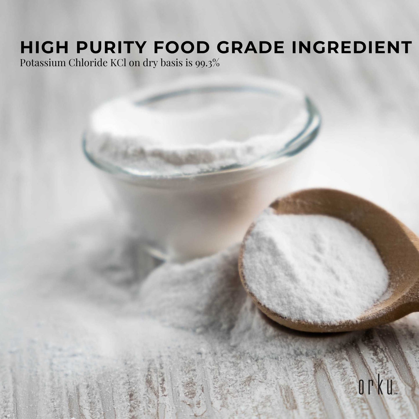 Orku 100g Potassium Chloride Powder (KCl) - Food Grade E508 Salt Substitute