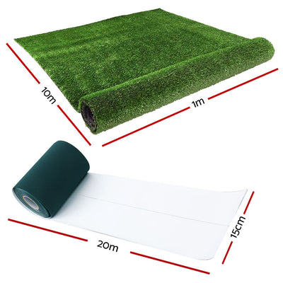 Primeturf 1x10m Artificial Grass Synthetic Fake 10SQM Turf Lawn 17mm Tape