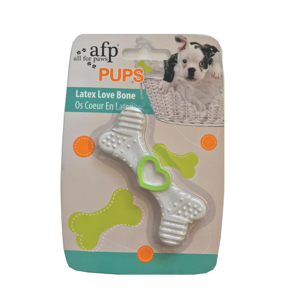 Puppy Chew Bone - Latex Teething Biting + Chewing Dog White Toy AFP