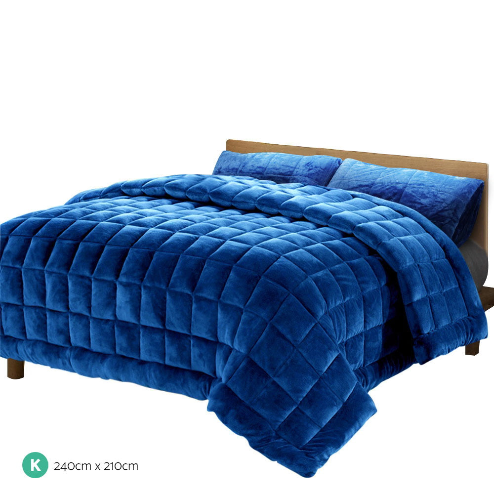 Giselle Bedding Faux Mink Quilt King Size Navy