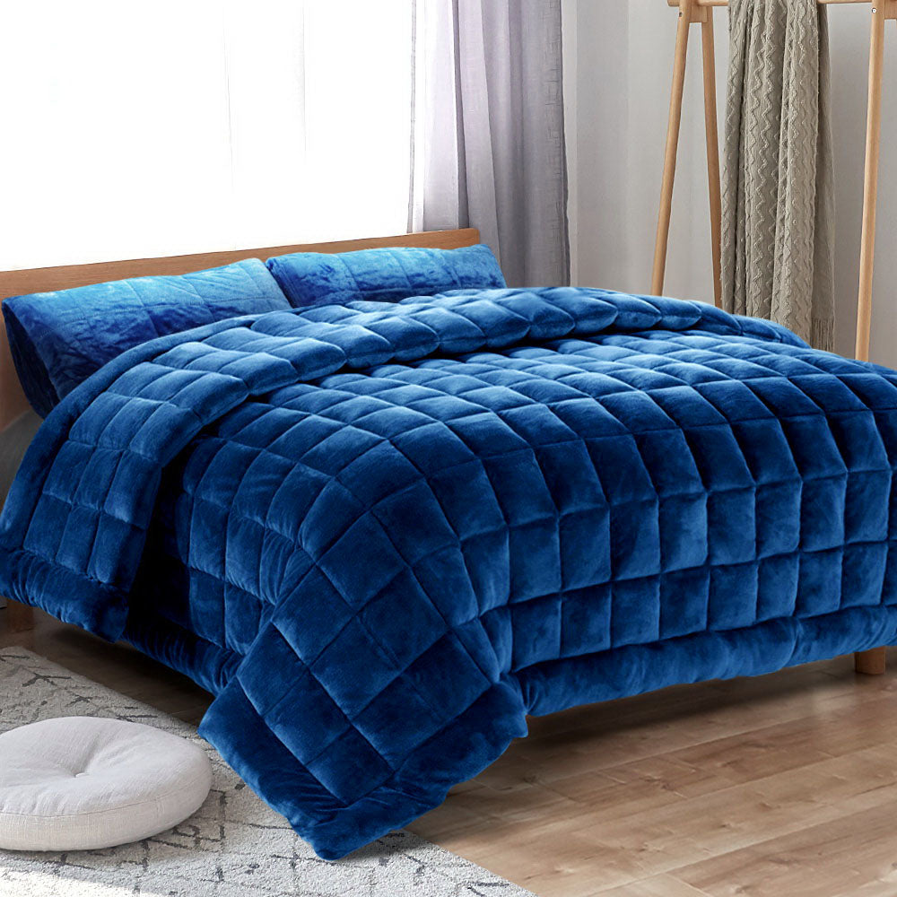 Giselle Bedding Faux Mink Quilt King Size Navy