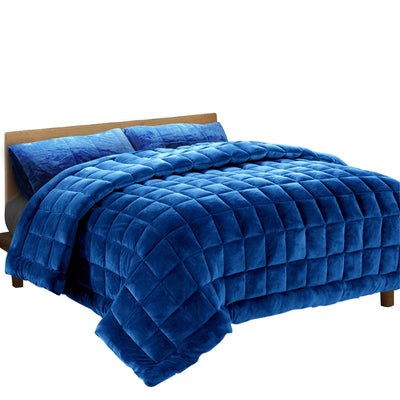 Giselle Bedding Faux Mink Quilt Super King Size Navy