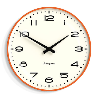 Newgate Radio City Wall Clock Black Arabic Dial - Matte Pumpkin Orange