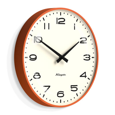 Newgate Radio City Wall Clock Black Arabic Dial - Matte Pumpkin Orange