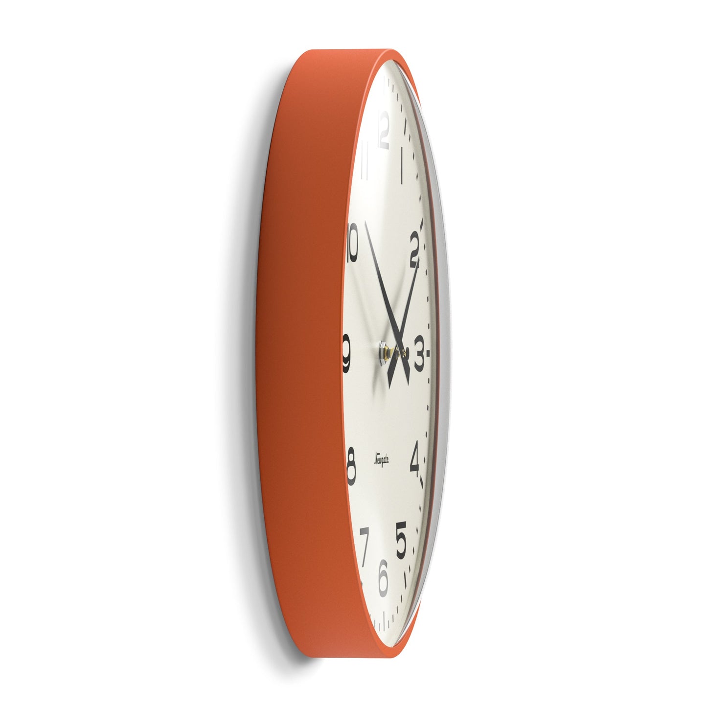 Newgate Radio City Wall Clock Black Arabic Dial - Matte Pumpkin Orange