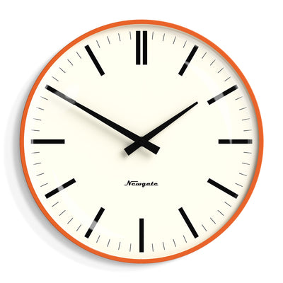 Newgate Radio City Wall Clock Bold Black Marker Dial.- Matte Pumpkin Orange