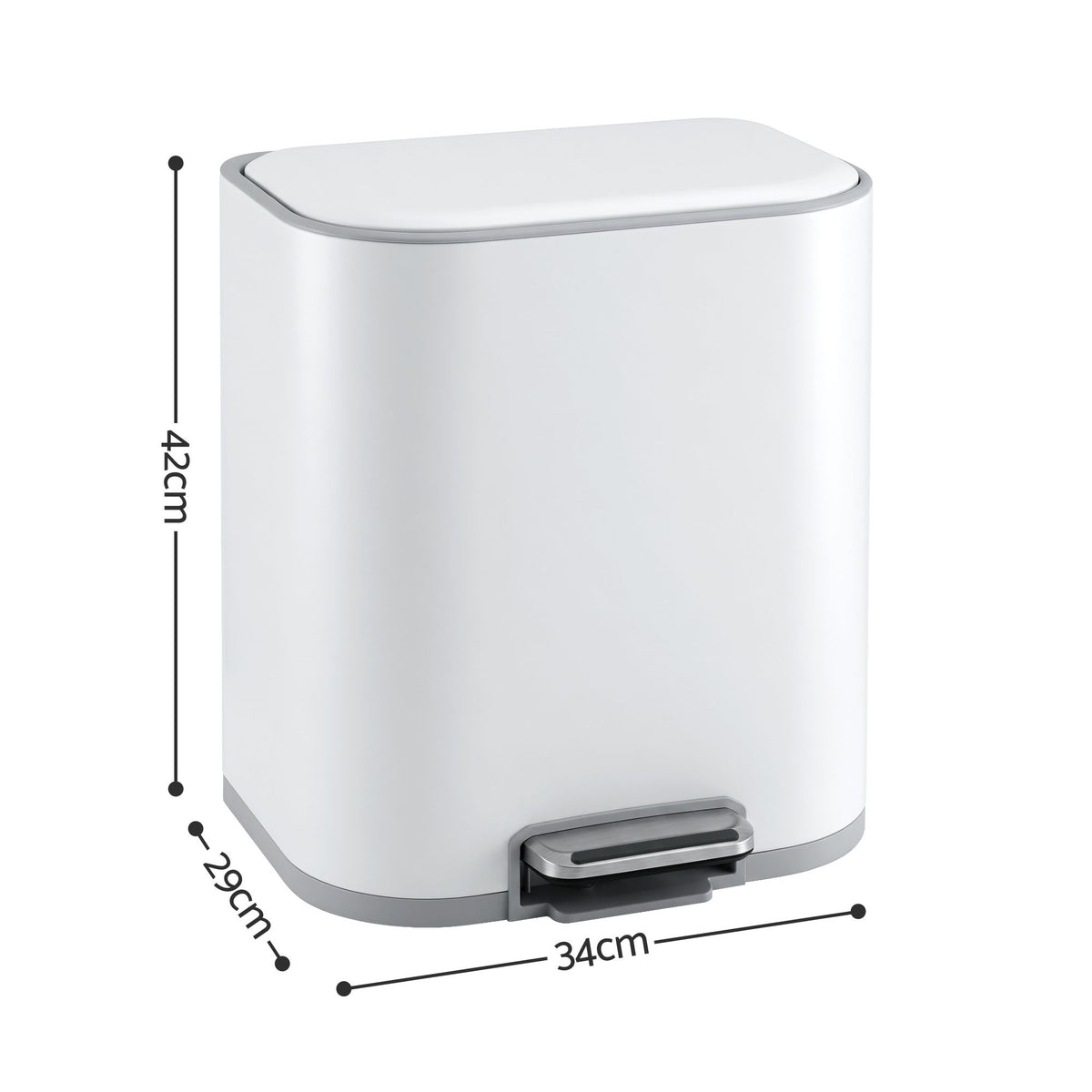Cefito 20L Trash Bin Steel Pedal Bins Soft Close Kitchen Rubbish Waste Can White