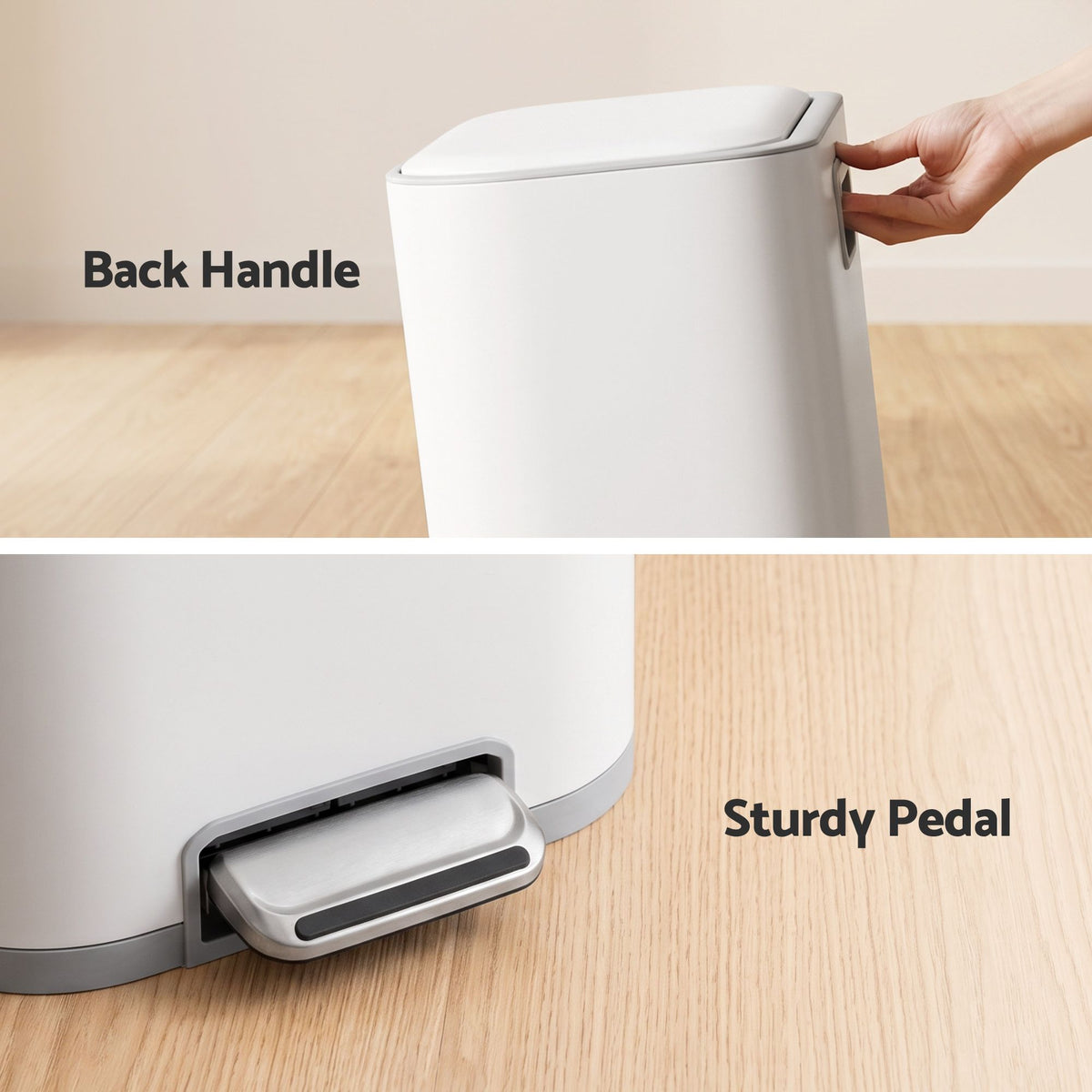 Cefito 20L Trash Bin Steel Pedal Bins Soft Close Kitchen Rubbish Waste Can White
