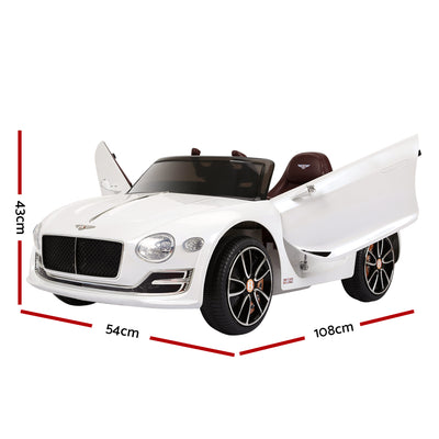 Bentley Kids Ride On Car Licensed Electric Toys 12V Battery Remote Cars White