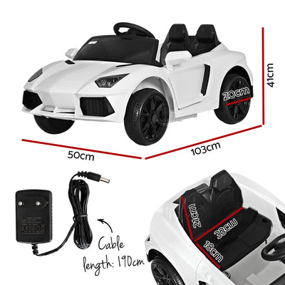 Rigo Kids Ride On Car Outdoor Electric Toys Battery Remote Control MP3 12V White