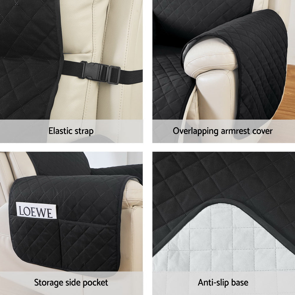 Artiss Recliner Chair Cover Water Repellent Non Slip Black