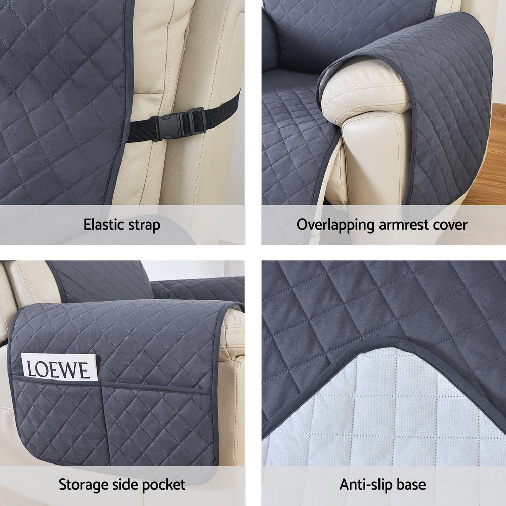 Artiss Recliner Chair Cover Water Repellent Non Slip Grey