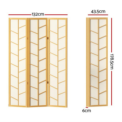 Artiss Room Divider Screen Privacy Wood Dividers Stand 3 Panel Archer Natural