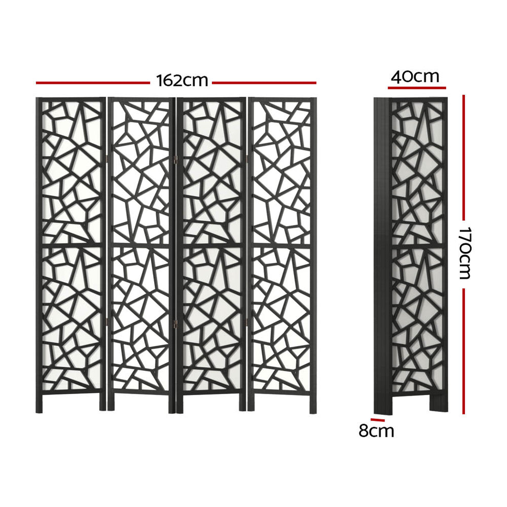 Artiss 4 Panel Room Divider Screen 162x170cm Clover Black – Ozdingo