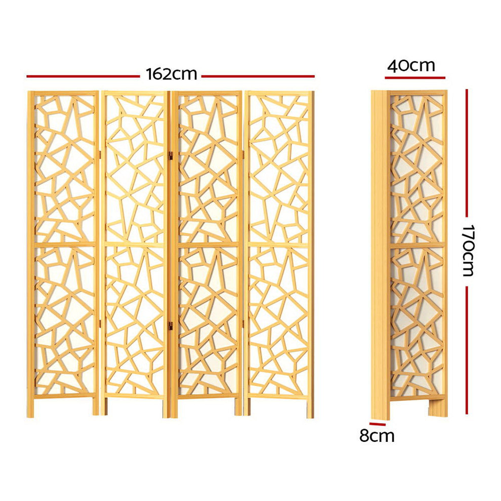 Artiss 4 Panel Room Divider Screen 162x170cm Clover Natural – Ozdingo