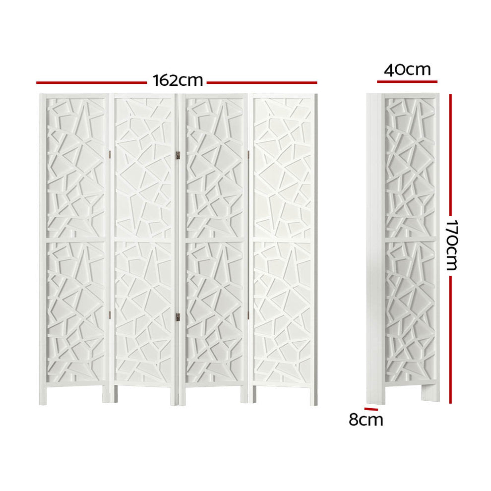 Artiss 4 Panel Room Divider Screen 162x170cm Clover White – Ozdingo