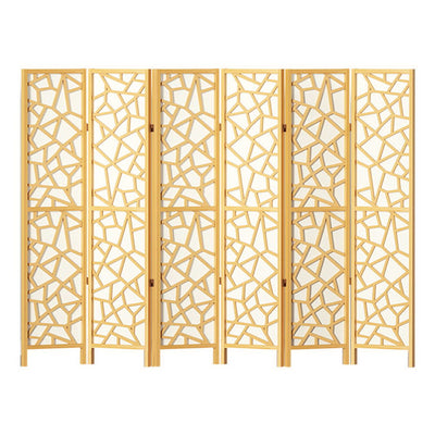 Artiss Clover Room Divider Screen Privacy Wood Dividers Stand 6 Panel Natural