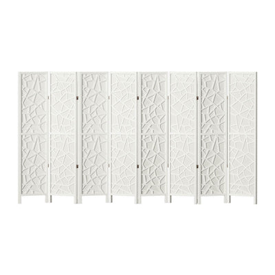 Artiss Clover Room Divider Screen Privacy Wood Dividers Stand 8 Panel White