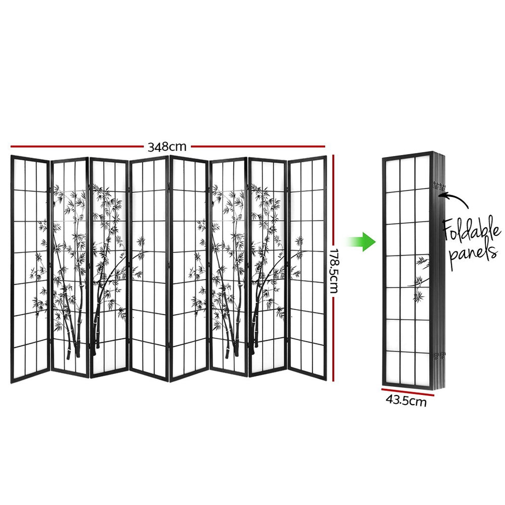 Artiss Room Divider Screen Privacy Dividers Pine Wood Stand Black White 8 Panel