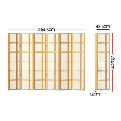 Artiss Room Divider Screen Privacy Wood Dividers Stand 6 Panel Nova Natural