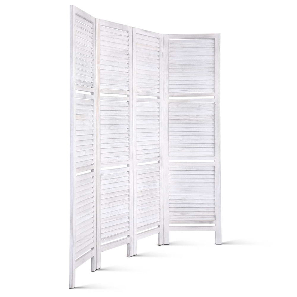 Artiss 4 Panel Room Divider Screen 163x170cm Shelf White – Ozdingo