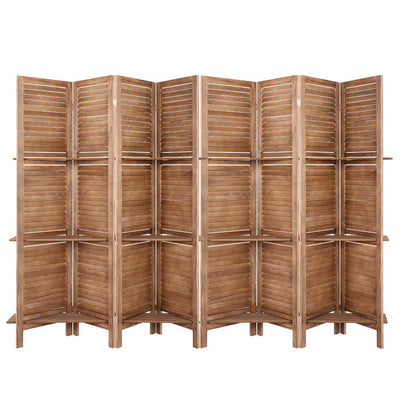 Artiss Room Divider Screen 8 Panel Privacy Dividers Shelf Wooden Timber Stand