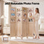 Artiss Room Divider 4 Panel Folding Privacy Screen Partition Rotatable Photo Frame Picture Collage Display Solid Wood Natural