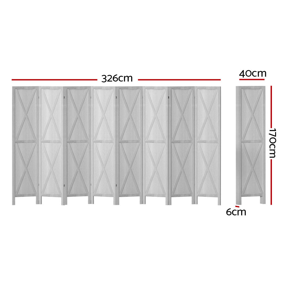 Artiss Silon Room Divider Screen Privacy Wood Dividers Stand 8 Panel White