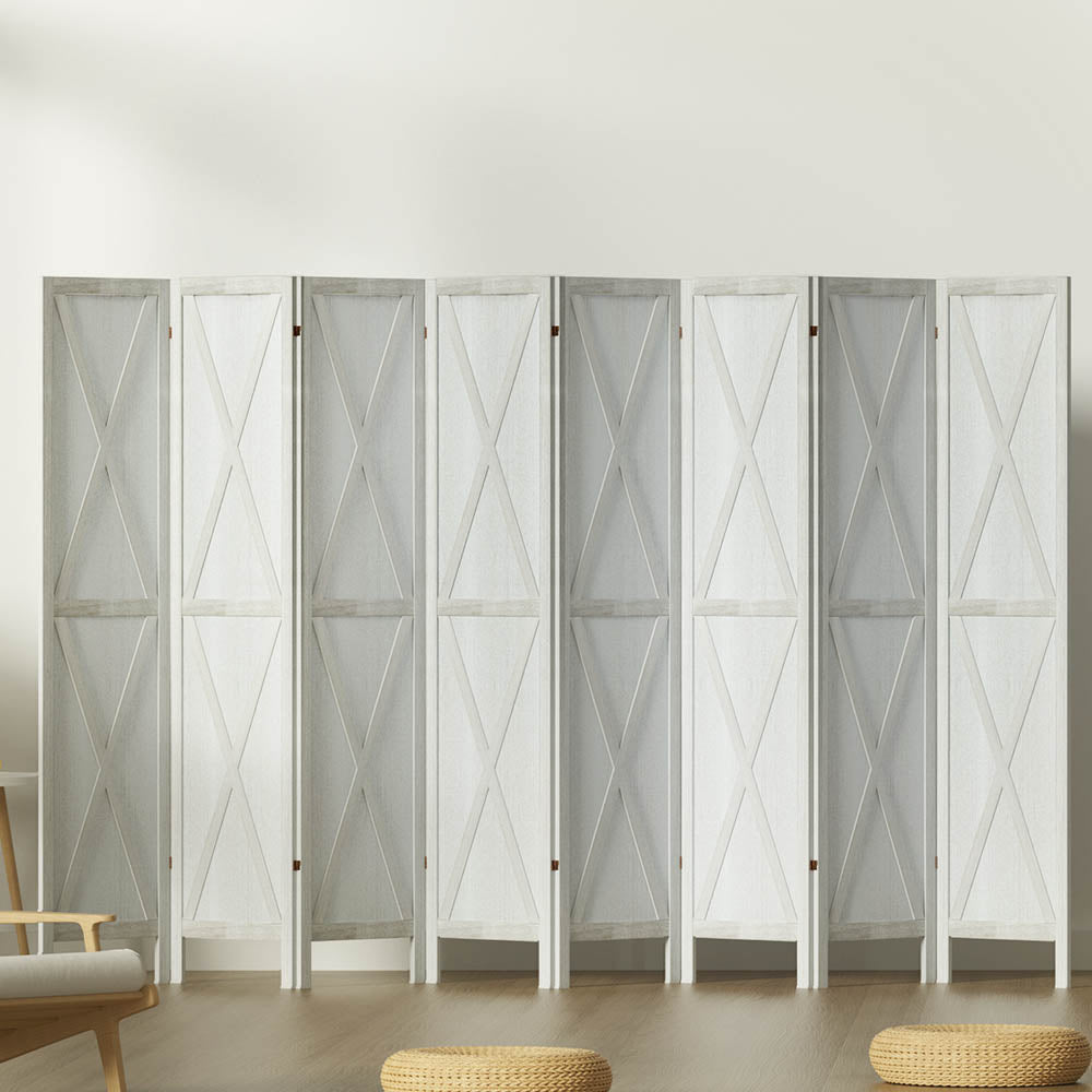 Artiss Silon Room Divider Screen Privacy Wood Dividers Stand 8 Panel White