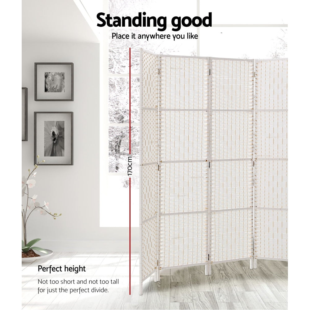 Artiss 4 Panel Room Divider Screen Privacy Timber Foldable Dividers Stand White